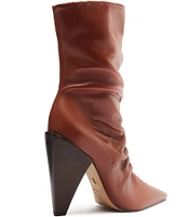 Schutz Lynn Leather Ruched Dress Booties