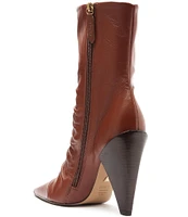 Schutz Lynn Leather Ruched Dress Booties