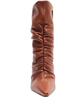 Schutz Lynn Leather Ruched Dress Booties