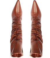 Schutz Lynn Leather Ruched Dress Booties