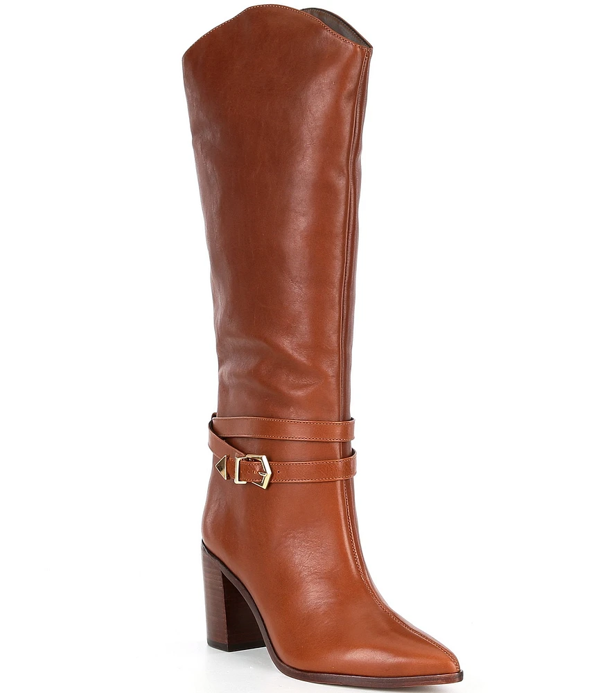 Schutz Maryana Block Belt Leather Tall Boots