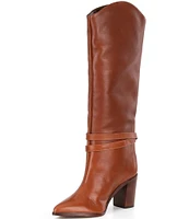 Schutz Maryana Block Belt Leather Tall Boots