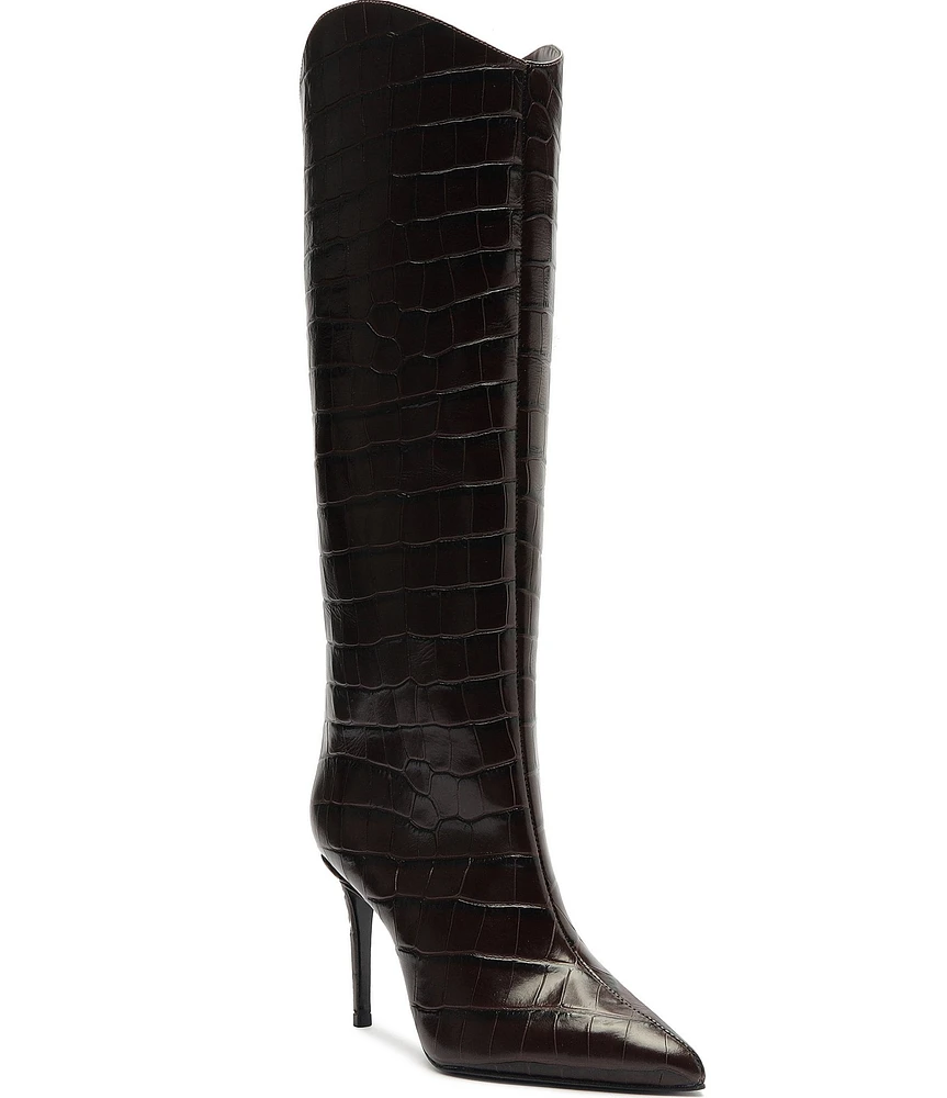 Schutz Maryana Crocodile Embossed Tall Boots