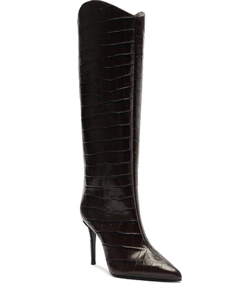 Schutz Maryana Crocodile Embossed Tall Boots