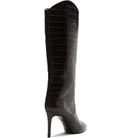 Schutz Maryana Crocodile Embossed Tall Boots