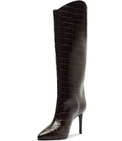 Schutz Maryana Crocodile Embossed Tall Boots