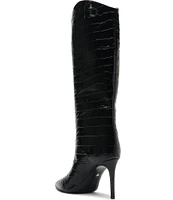 Schutz Maryana Crocodile Embossed Tall Boots