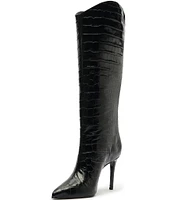 Schutz Maryana Crocodile Embossed Tall Boots