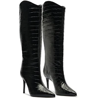 Schutz Maryana Crocodile Embossed Tall Boots