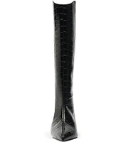 Schutz Maryana Lo Crocodile Embossed Leather Tall Boots