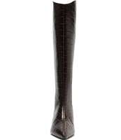 Schutz Maryana Lo Crocodile Embossed Leather Tall Boots