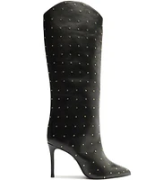 Schutz Maryana Studded Leather Stiletto Tall Boots