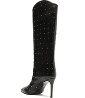 Schutz Maryana Studded Leather Stiletto Tall Boots