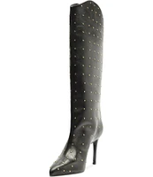 Schutz Maryana Studded Leather Stiletto Tall Boots