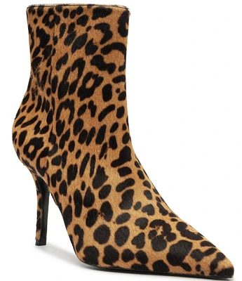 Schutz Mikki Casual Leopard Print Hair Calf Booties