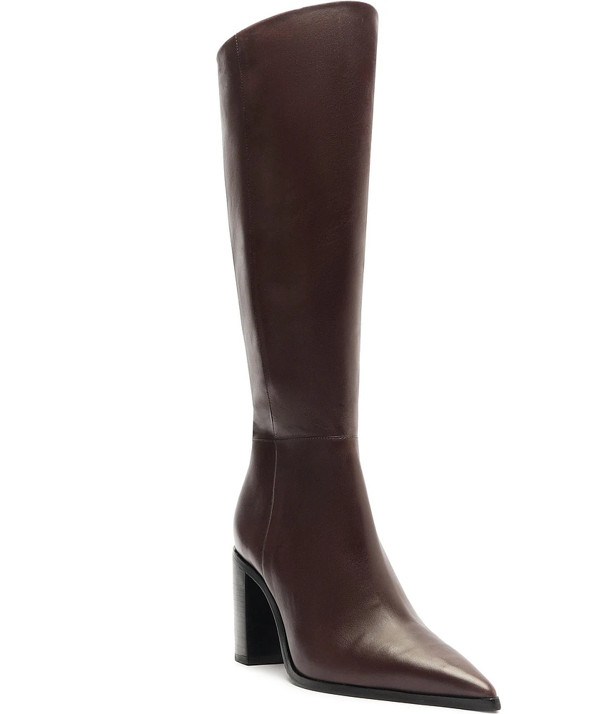 Schutz Mikki Up Leather Block Heel Tall Boots