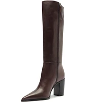 Schutz Mikki Up Leather Block Heel Tall Boots