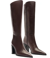 Schutz Mikki Up Leather Block Heel Tall Boots