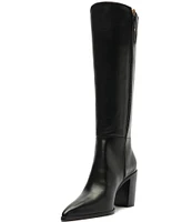 Schutz Mikki Up Leather Block Heel Tall Boots