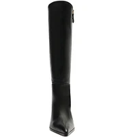 Schutz Mikki Up Leather Block Heel Tall Boots