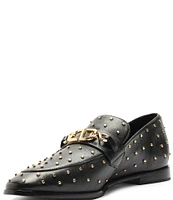 Schutz Morgan Leather Studded Loafers