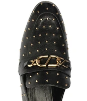 Schutz Morgan Leather Studded Loafers