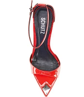 Schutz Pamela Patent Leather Ankle Strap Dress Sandals