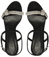 Schutz Pearl Crystal Embellished Nubuck Dress Sandals