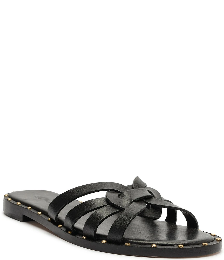 Schutz Phoenix Flat Leather Slide Sandals