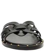 Schutz Phoenix Flat Leather Slide Sandals