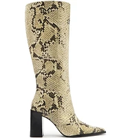 Schutz Raffaela Up Snake Print Leather Tall Boots