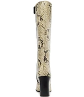 Schutz Raffaela Up Snake Print Leather Tall Boots