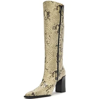 Schutz Raffaela Up Snake Print Leather Tall Boots