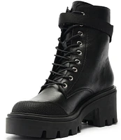 Schutz Sarah Leather Lugged Platform Combat Booties