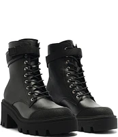 Schutz Sarah Leather Lugged Platform Combat Booties