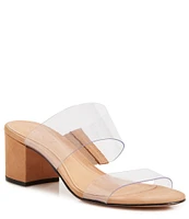 Schutz Victorie Clear Block Heel Dress Slides