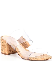 Schutz Victorie Clear Vinyl Cork Block Heel Sandals