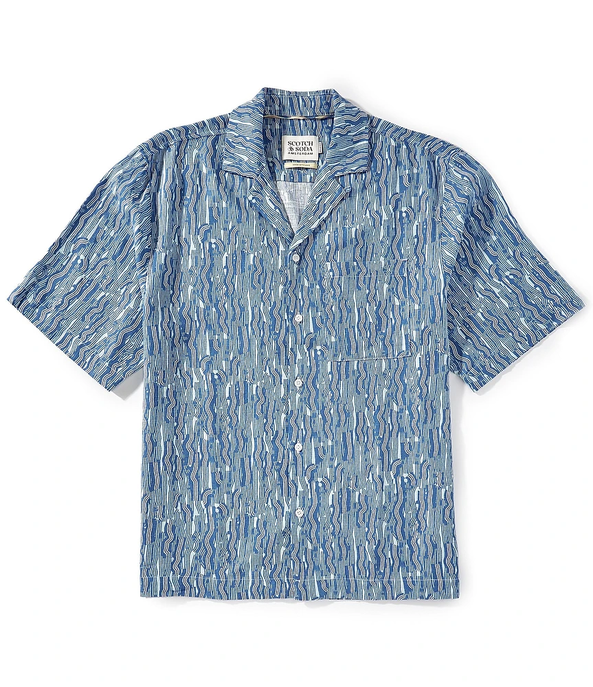 Scotch & Soda Allover Print Short Sleeve Woven Camp Shirt