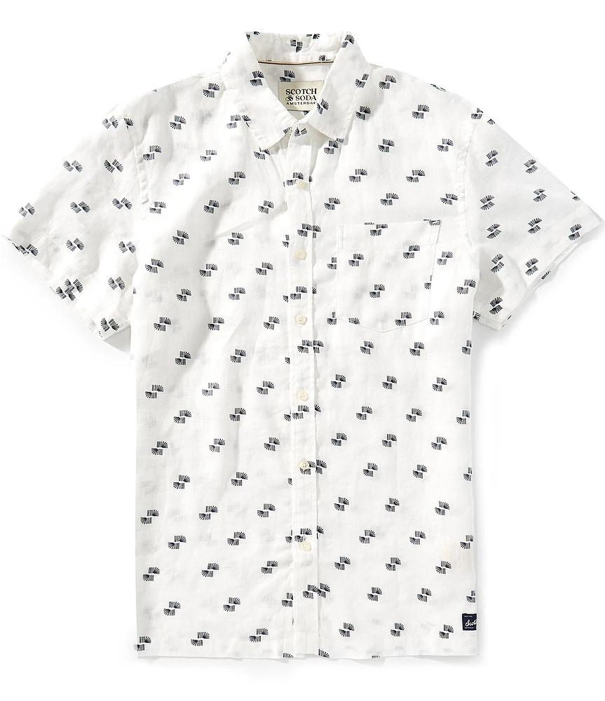 Scotch & Soda Allover Print Short Sleeve Woven Shirt