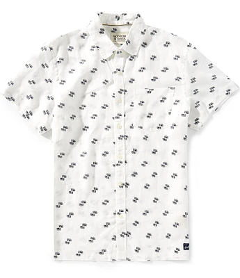 Scotch & Soda Allover Print Short Sleeve Woven Shirt