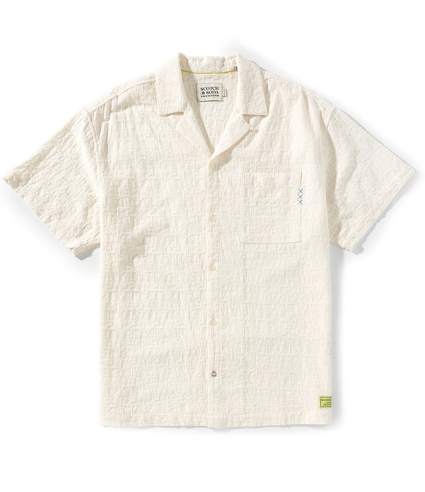 Scotch & Soda Cross Stitch Jacquard Short Sleeve Woven Shirt