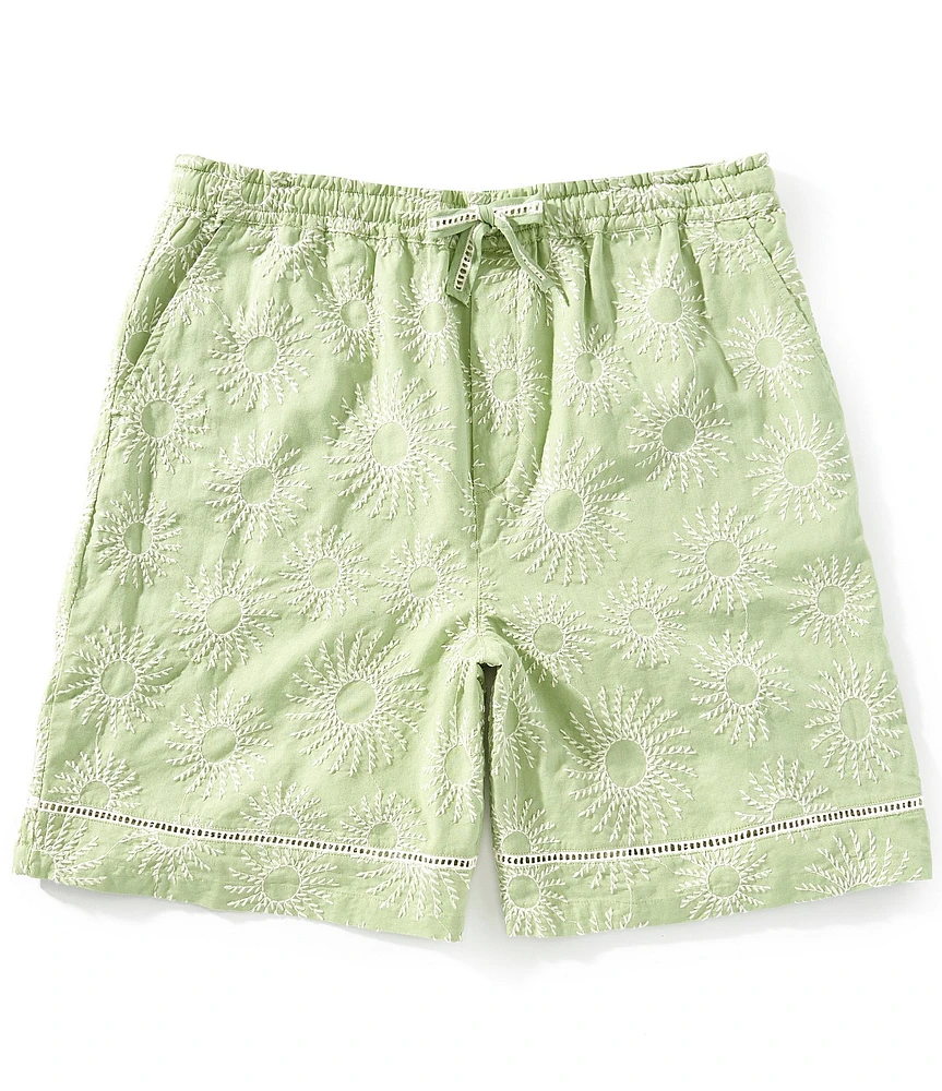 Scotch & Soda Embroidered Linen Blend 7#double; Inseam Shorts
