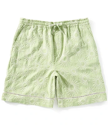 Scotch & Soda Embroidered Linen Blend 7#double; Inseam Shorts