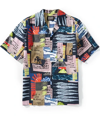 Scotch & Soda Relaxed-Fit Art Collage Print Short Sleeve Woven Shirt