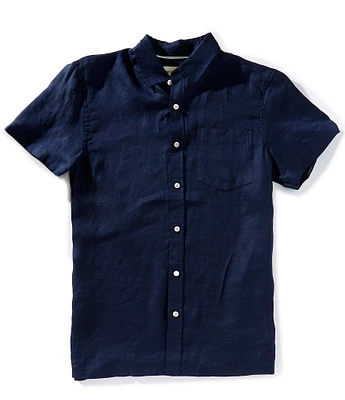 Scotch & Soda Solid Linen Short Sleeve Woven Shirt