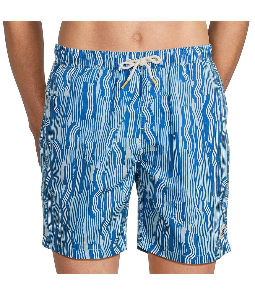 Scotch & Soda Stripe Print 6#double; Inseam Swim Trunks