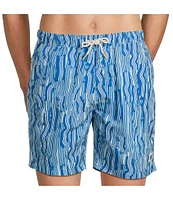 Scotch & Soda Stripe Print 6#double; Inseam Swim Trunks