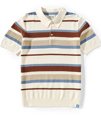 Scotch & Soda Stripe Structure Knitted Short Sleeve Polo Shirt