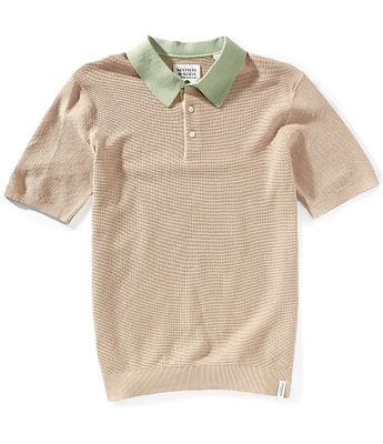 Scotch & Soda Structured Knit Short Sleeve Polo Shirt