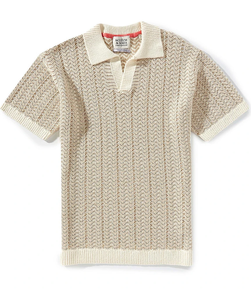 Scotch & Soda Waffle Stich Short Sleeve V-Neck Polo Shirt